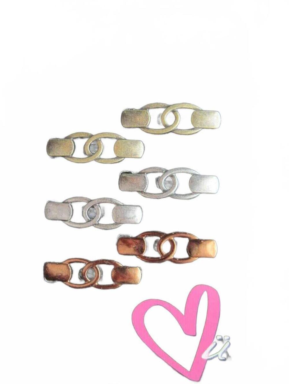 X2 PACKS 12 Scunci Metal Hair Barrette Clips Copper Silver Brass Links Secure